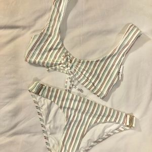 L*Space Swim, Bikini Size Small Top & Bottom, Striped